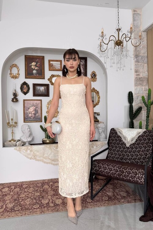 Lande İp Askılı Elbise