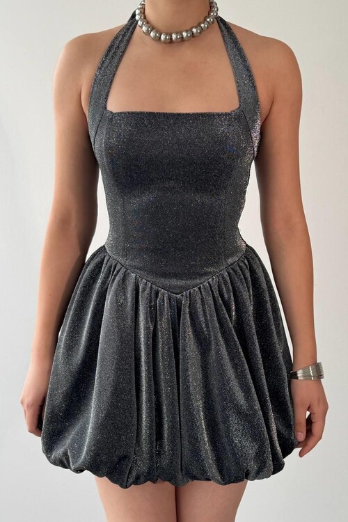 Line Boyun Bağlamalı Elbise