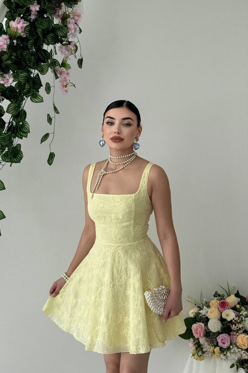 Lyro Çiçek Nakışlı Elbise