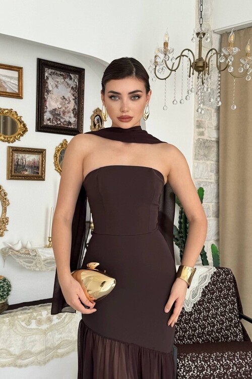 Manen Şal Detaylı Elbise