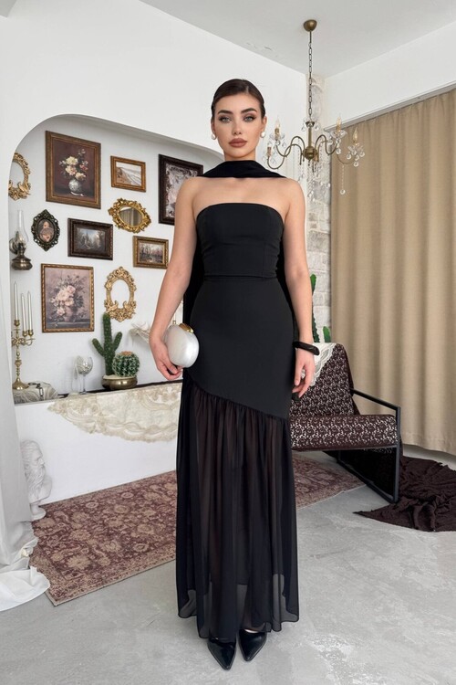 Manen Şal Detaylı Elbise