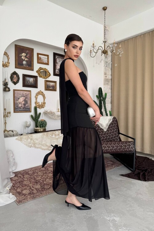 Manen Şal Detaylı Elbise