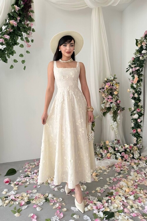 Myra Çiçek Detaylı Elbise