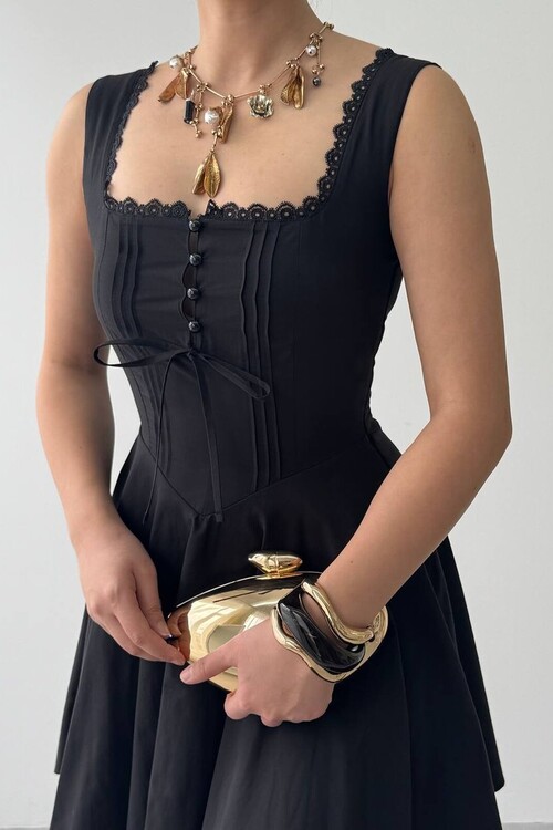 Nuklu Button Detail Dress