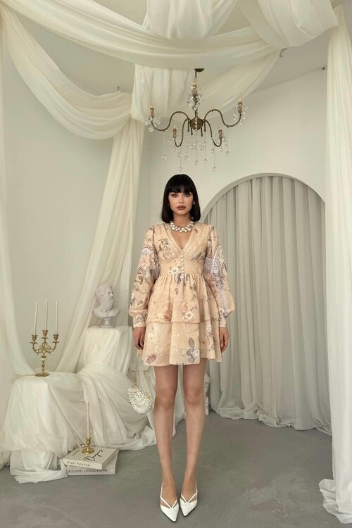 Olven Düğme Detaylı Elbise