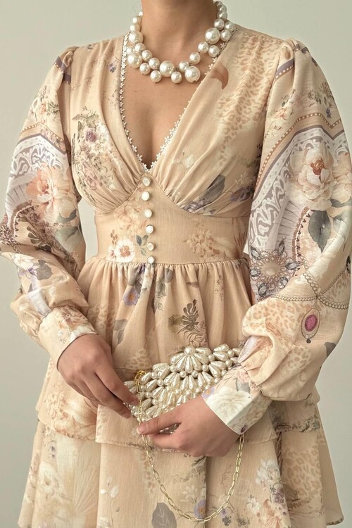 Olven Düğme Detaylı Elbise