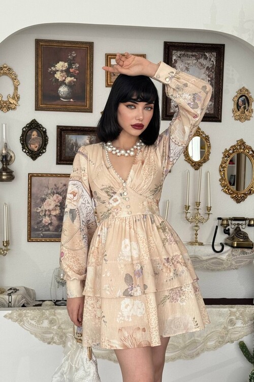 Olven Düğme Detaylı Elbise