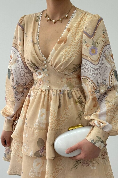 Olven Düğme Detaylı Elbise