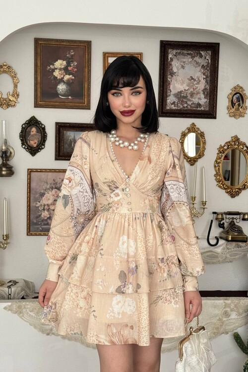 Olven Düğme Detaylı Elbise