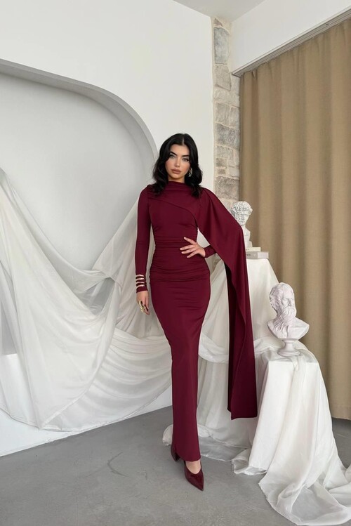 Orlean Şal Kol Detaylı Elbise