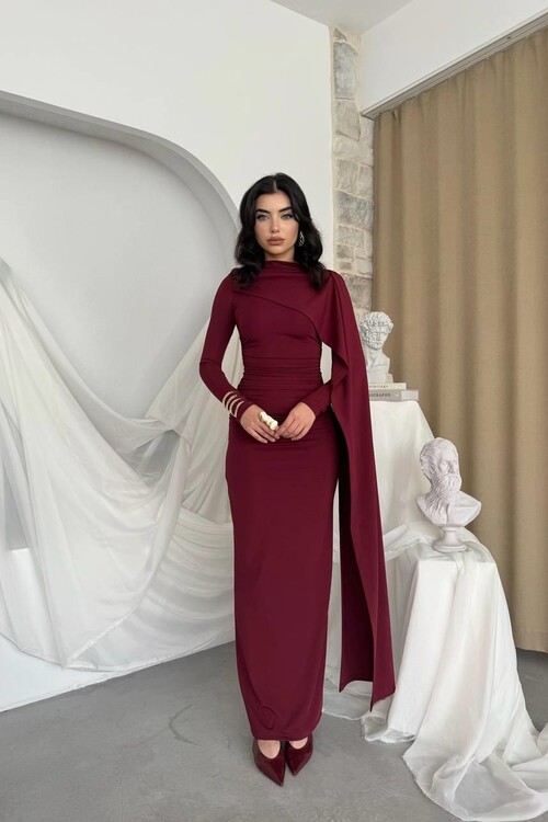 Orlean Şal Kol Detaylı Elbise