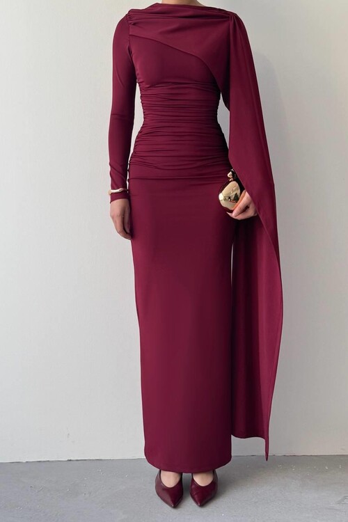 Orlean Şal Kol Detaylı Elbise