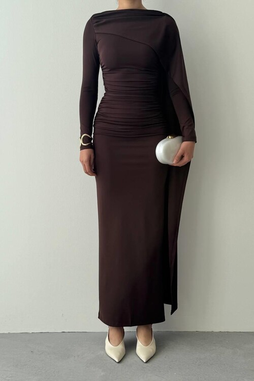 Orlean Şal Kol Detaylı Elbise