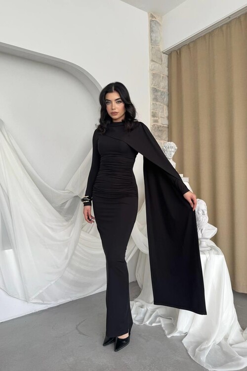 Orlean Şal Kol Detaylı Elbise