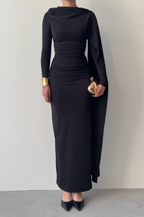 Orlean Şal Kol Detaylı Elbise