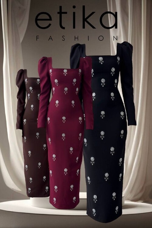 Pera Taş Detaylı Elbise