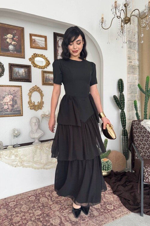 Pola Sırt Korsaj Detaylı Elbise