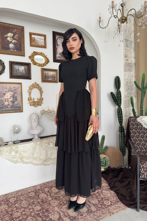 Pola Sırt Korsaj Detaylı Elbise