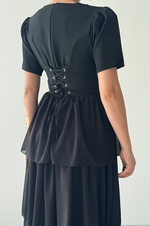 Pola Sırt Korsaj Detaylı Elbise