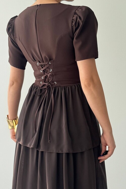 Pola Sırt Korsaj Detaylı Elbise