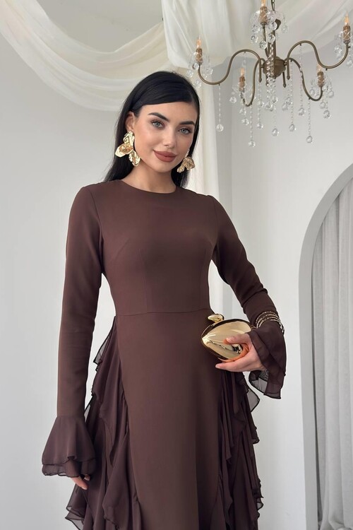 Rel Fırfır Detay Elbise