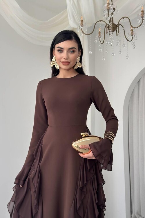 Rel Fırfır Detay Elbise