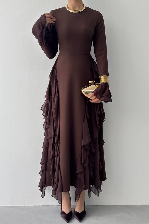 Rel Fırfır Detay Elbise