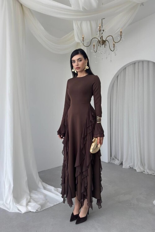 Rel Fırfır Detay Elbise