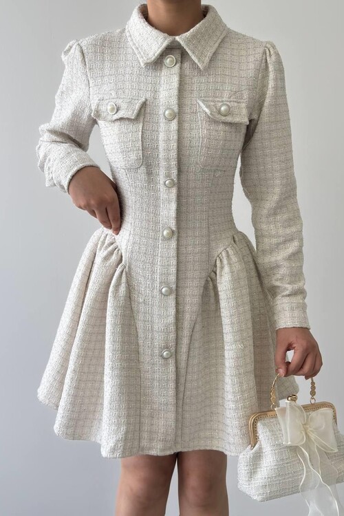 Rina Düğme Detaylı Elbise