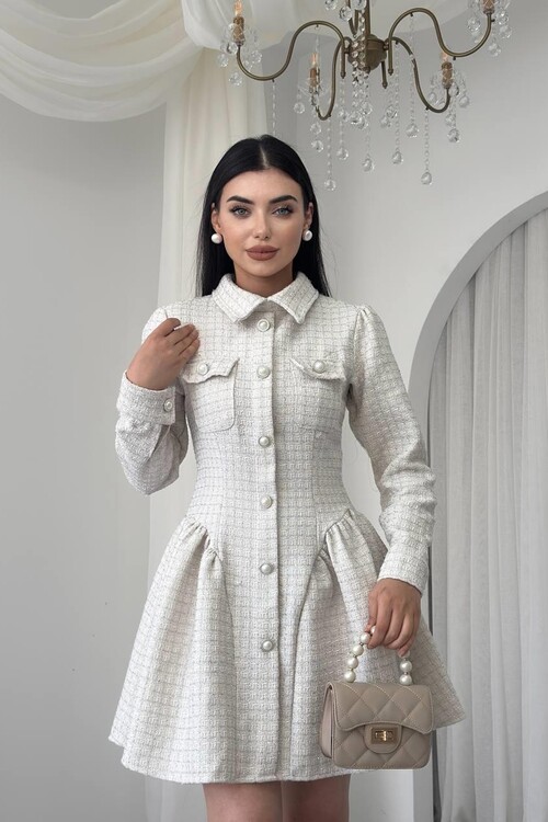 Rina Düğme Detaylı Elbise