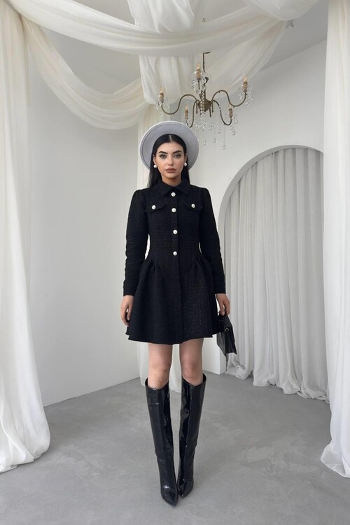 Rina Düğme Detaylı Elbise