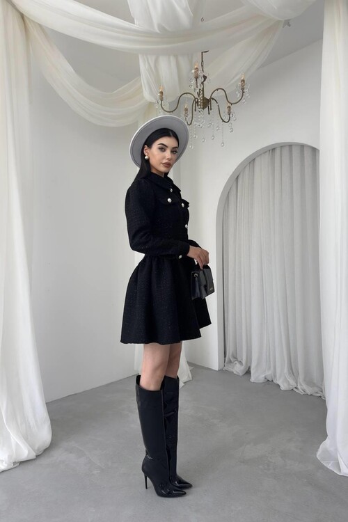 Rina Düğme Detaylı Elbise