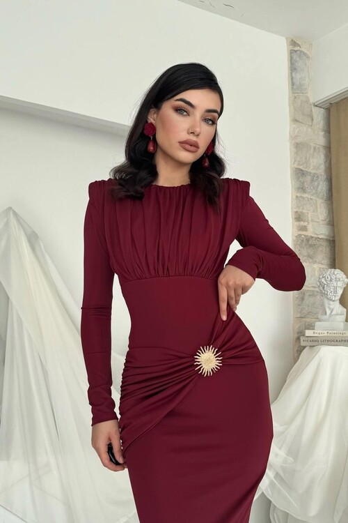 Rıva Broş Detaylı Elbise