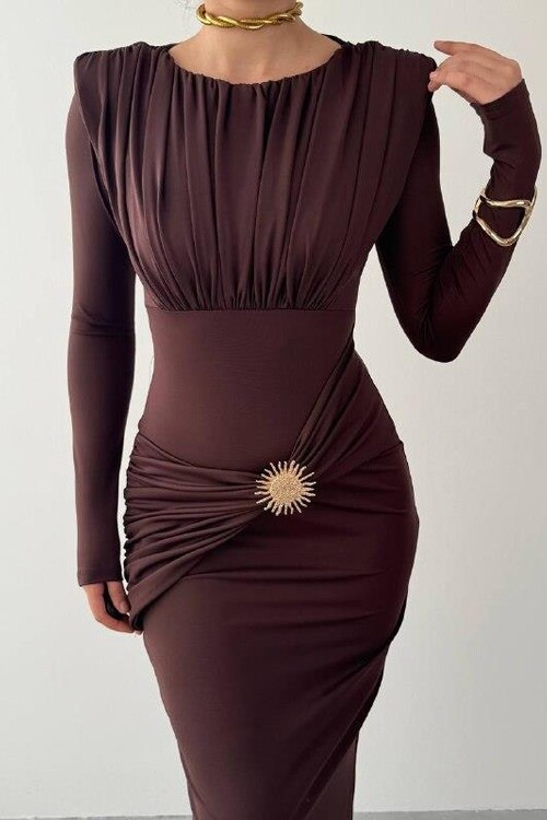 Rıva Broş Detaylı Elbise