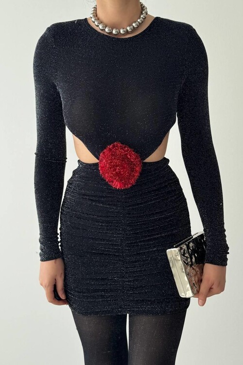 Sarih Gül Detaylı Elbise