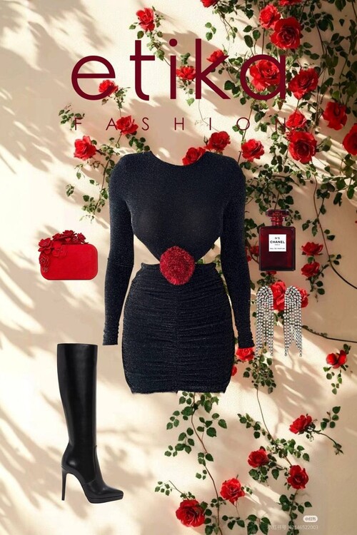 Sarih Gül Detaylı Elbise