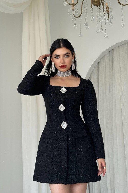 Sassa Düğme Detaylı Elbise