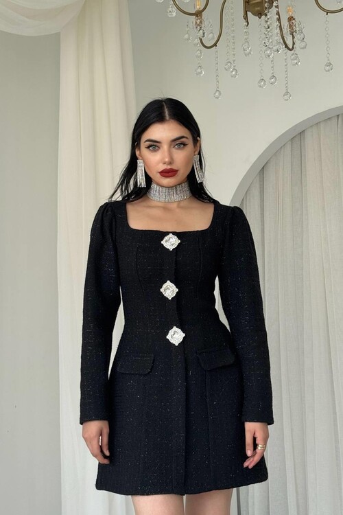 Sassa Düğme Detaylı Elbise