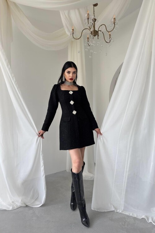 Sassa Düğme Detaylı Elbise