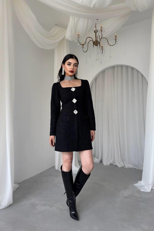 Sassa Düğme Detaylı Elbise