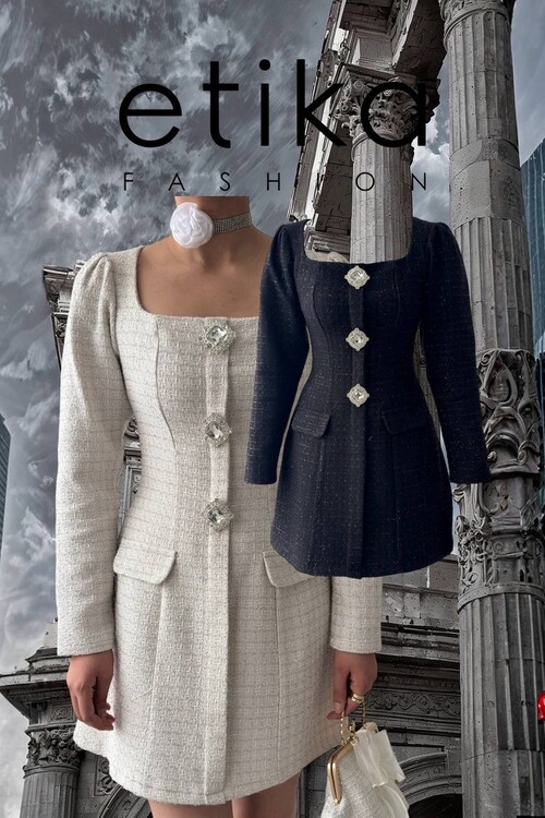 Sassa Düğme Detaylı Elbise