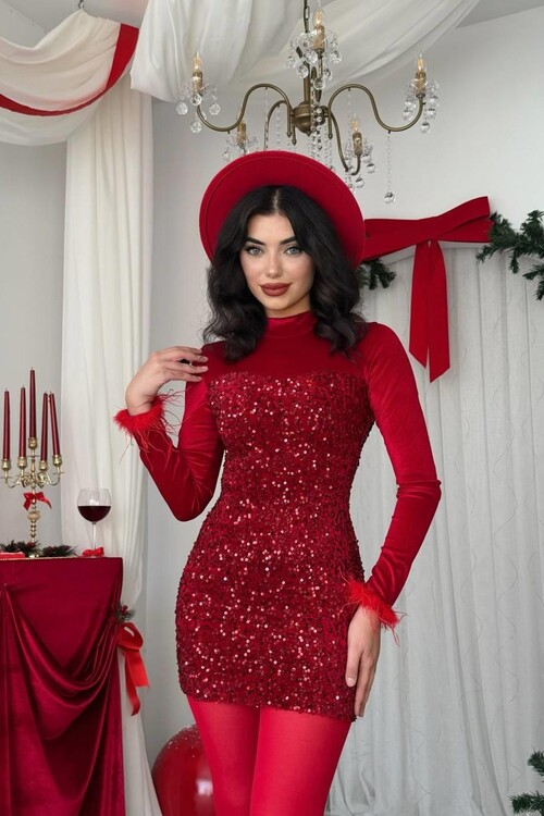 Tepu Tüy Detaylı Elbise