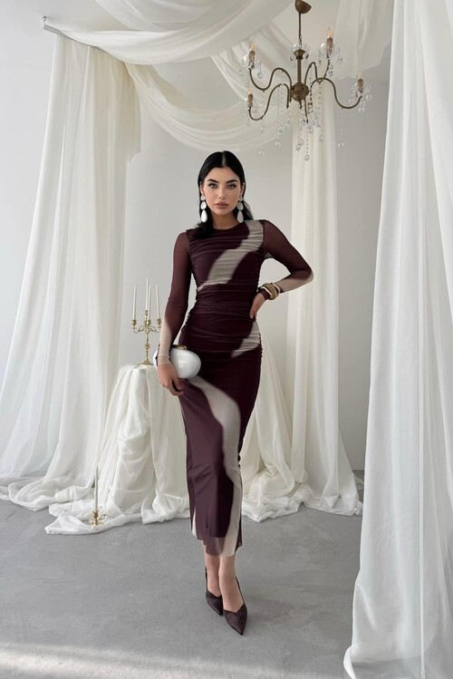 Troyes Geçiş Desenli Elbise