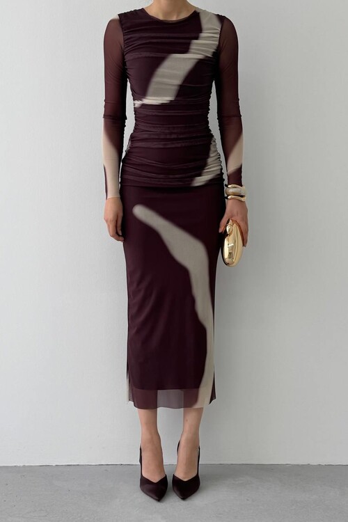 Troyes Geçiş Desenli Elbise