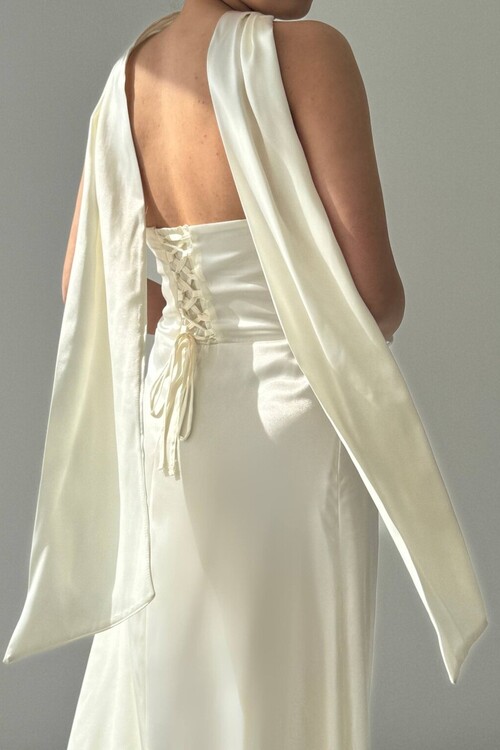Ulsez Strapless Dress with Shawl Detail