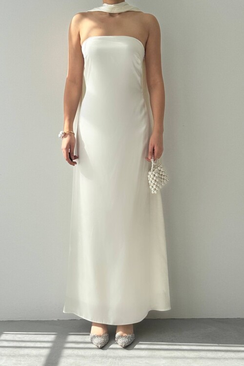 Ulsez Strapless Dress with Shawl Detail