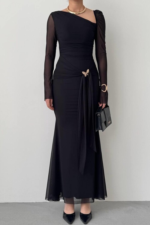 Vesso Broş Detaylı Elbise