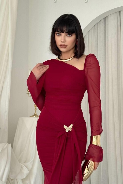 Vesso Broş Detaylı Elbise