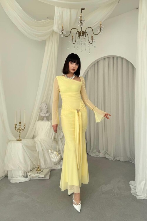 Vesso Broş Detaylı Elbise