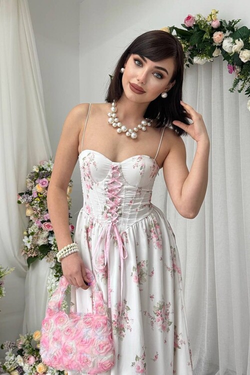 Vrone Lace-Up Detail Dress